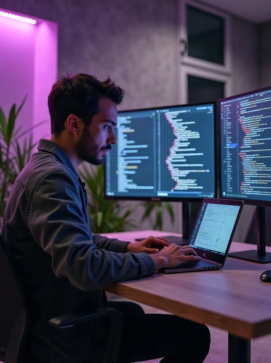 Desenvolvedor trabalhando com computador